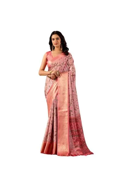 Generic Women's Faux_Silk Printed Saree With Unstitched Blouse 5.5Mtr (Light_Pink)