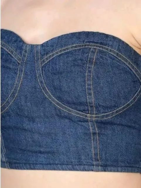 Generic Women's Casual Denim Sleeveless Bluster Top (Blue)