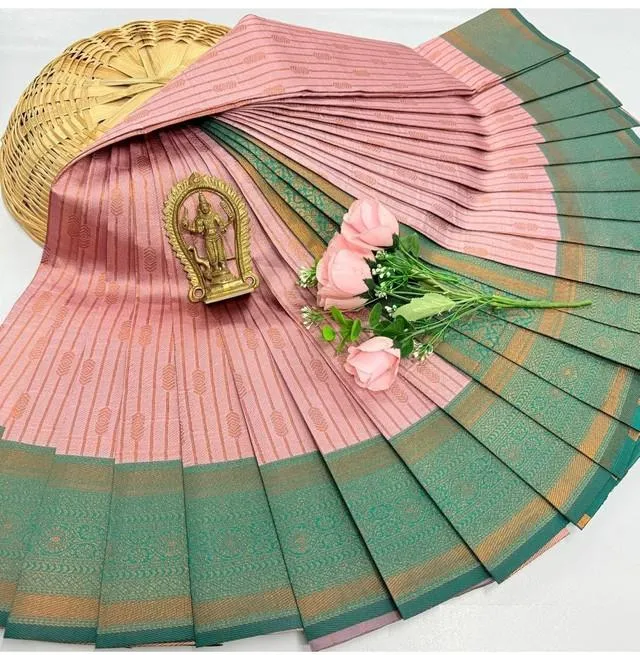 Generic Women's Soft Silk Printed Saree With Unstitched Blouse 5.5Mtr (Light Pink)