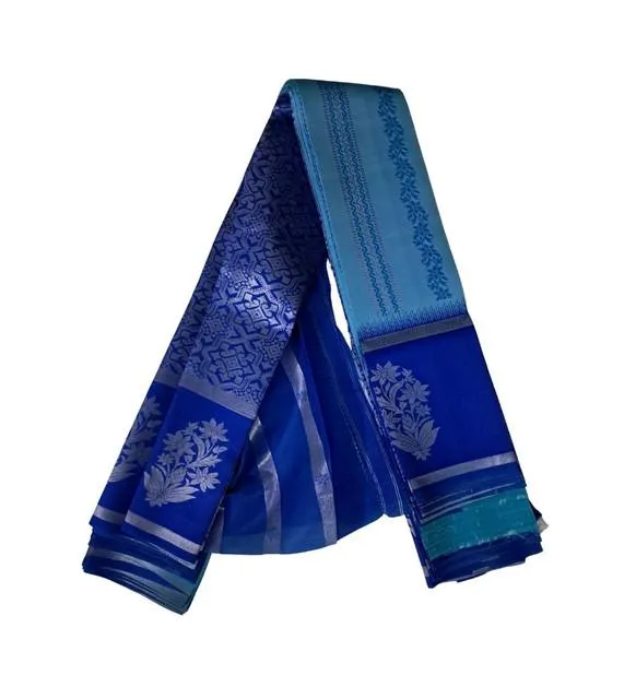 Generic Women's Soft Silk Wooven Saree With Unstitched Blouse 5.5Mtr (Royal Blue)