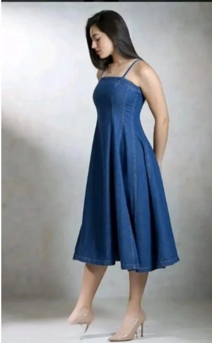Generic Women's Casual Denim Sleeveless Dress (Blue)