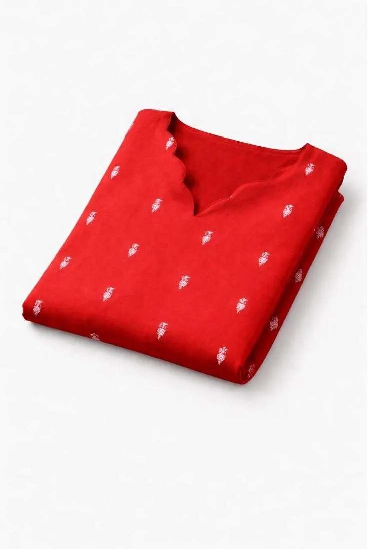 Generic Women's Silk Printed Kurti (Red)
