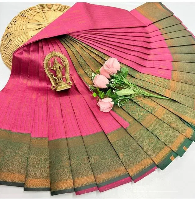 Generic Women's Soft Silk Printed Saree With Unstitched Blouse 5.5Mtr (Pink)
