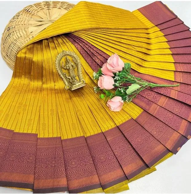 Generic Women's Soft Silk Printed Saree With Unstitched Blouse 5.5Mtr (Mustred)