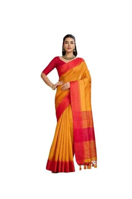 Generic Women's Raw_Silk Woven Saree With Unstitched Blouse 5.5Mtr (Mustard)