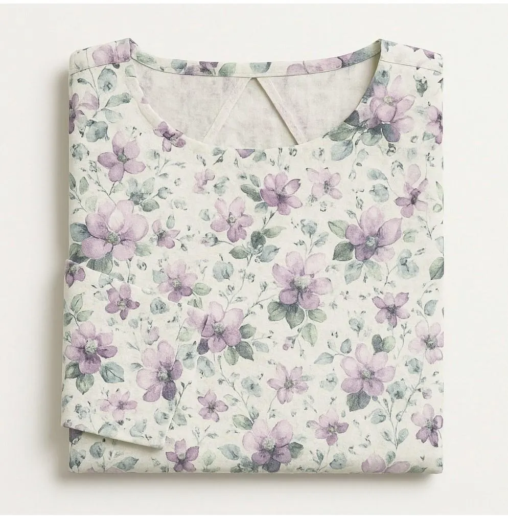 Generic Women's Linen Printed Kurti (Lavender)
