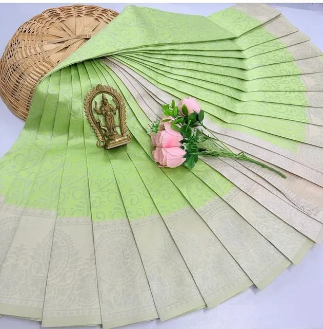 Generic Women's Soft Silk Printed Saree With Unstitched Blouse 5.5Mtr (Pista Green)