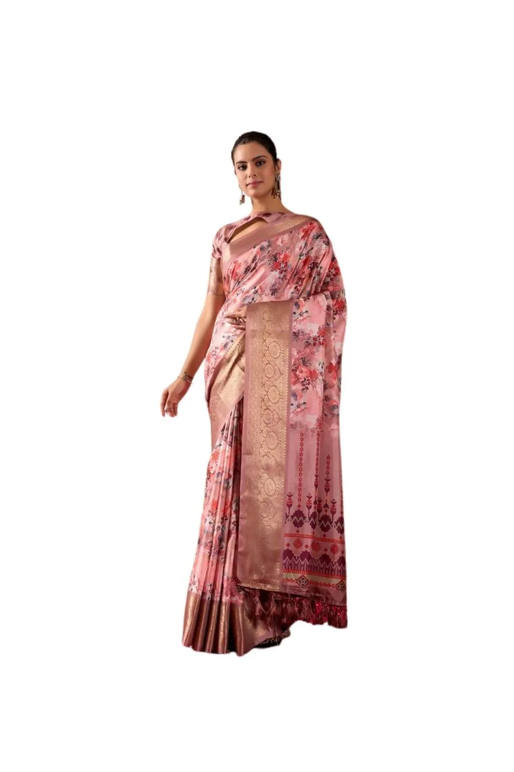 Generic Women's Faux_Silk Woven Saree With Unstitched Blouse 5.5Mtr (Pink)