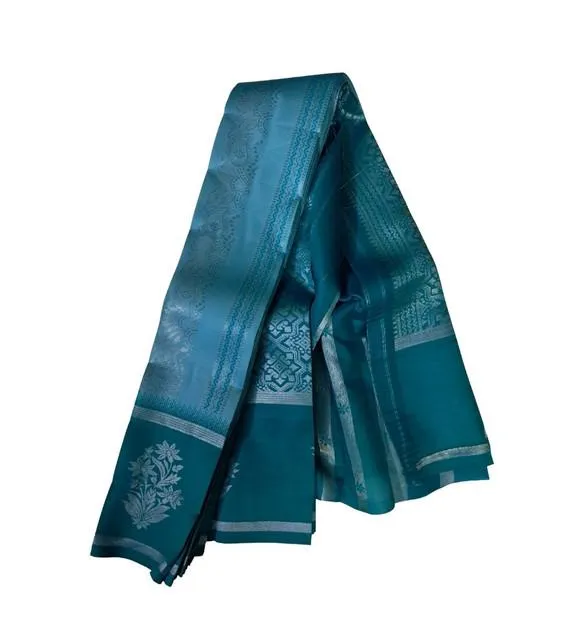 Generic Women's Soft Silk Wooven Saree With Unstitched Blouse 5.5Mtr (Teal Blue)