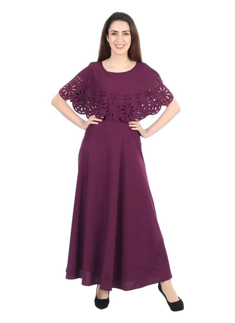 Generic Women's Crepe Solid Sleeveless Full Length Gown(Maroon)