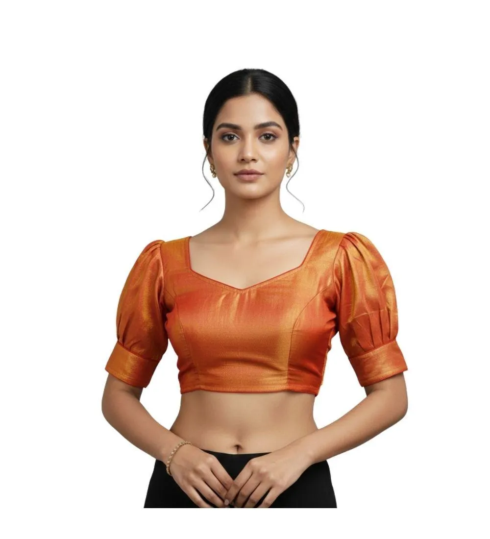 Generic Women's Erode Silk V Neck Padded Blouse (Red, 38 Ready Size (Self-Alterable 36–40)