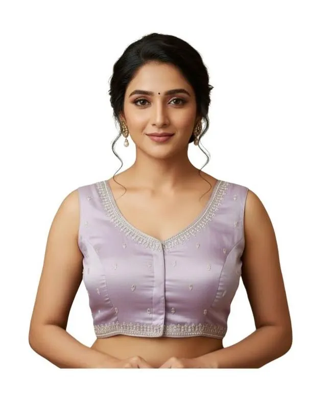 Generic Women's Zimmi Choo Sequin Work V-Neck Padded Blouse (Lavender 38 Ready (Self Alterable 36–40)