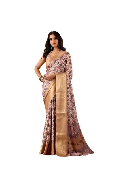 Generic Women's Faux_Silk Printed Saree With Unstitched Blouse 5.5Mtr (Multicolor)